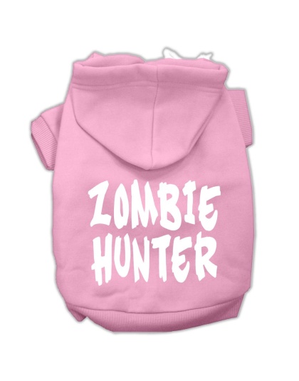 Zombie Hunter Screen Print Pet Hoodies Light Pink Size L