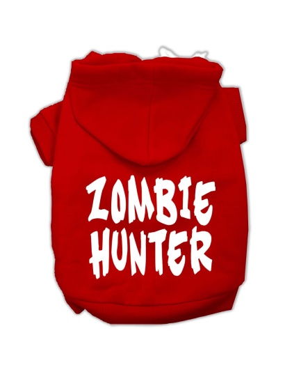 Zombie Hunter Screen Print Pet Hoodies Red Size L