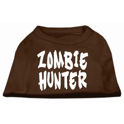 Zombie Hunter Screen Print Shirt Brown Lg